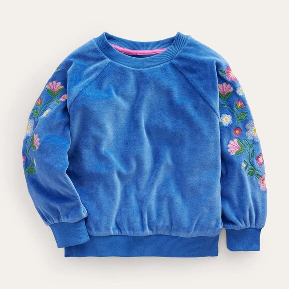 NWT Mini Boden Embroidered Velour Sweat